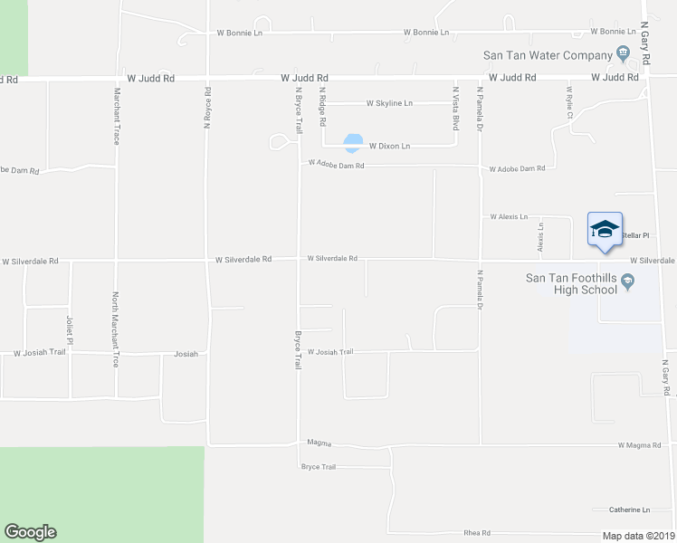 map of restaurants, bars, coffee shops, grocery stores, and more near 2613 West Silverdale Road in Queen Creek