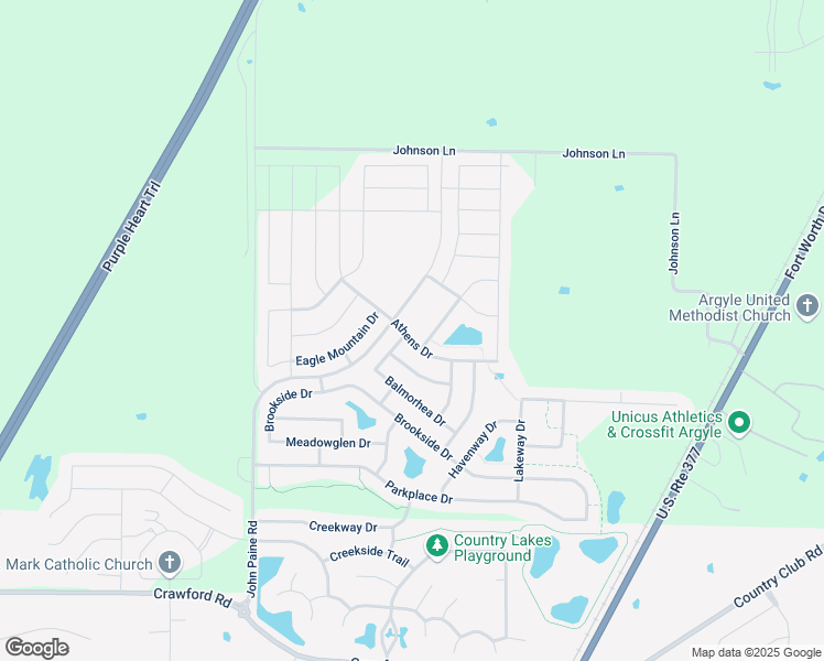 map of restaurants, bars, coffee shops, grocery stores, and more near 9413 Athens Drive in Argyle