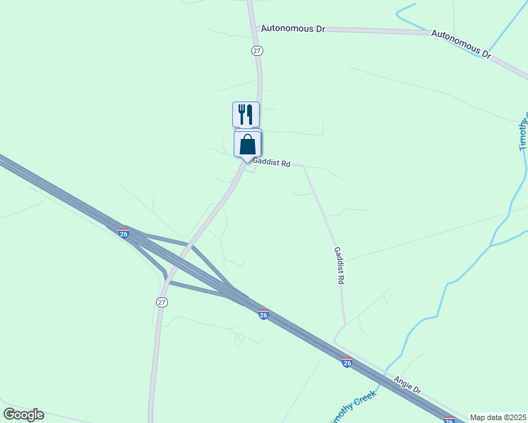 map of restaurants, bars, coffee shops, grocery stores, and more near 1050 Old Gilliard Road in Ridgeville