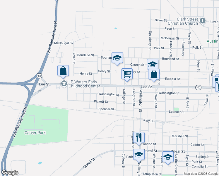 map of restaurants, bars, coffee shops, grocery stores, and more near 4504 Washington Street in Greenville