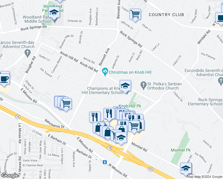 map of restaurants, bars, coffee shops, grocery stores, and more near 1588 Rambla Puesta in San Marcos
