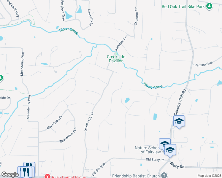 map of restaurants, bars, coffee shops, grocery stores, and more near 531 Ashwood Lane in Fairview
