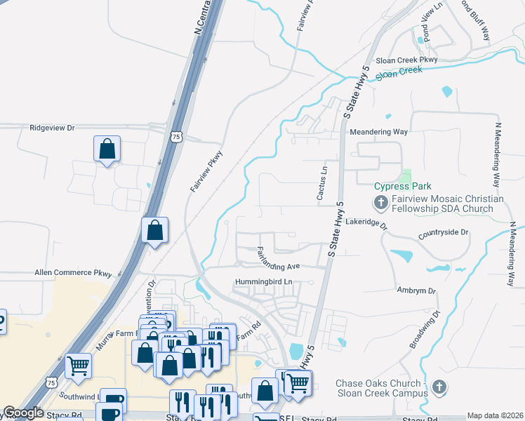 map of restaurants, bars, coffee shops, grocery stores, and more near 366 Spring Meadow Drive in Fairview