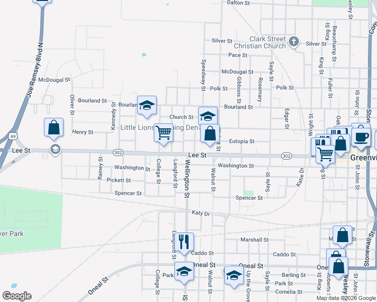 map of restaurants, bars, coffee shops, grocery stores, and more near 2220 Wellington Street in Greenville