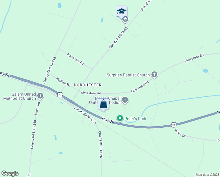map of restaurants, bars, coffee shops, grocery stores, and more near 546 Limestone Road in Dorchester County