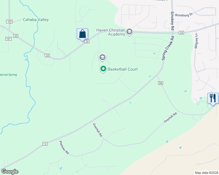 map of restaurants, bars, coffee shops, grocery stores, and more near 223 Doyle Drive in Montevallo