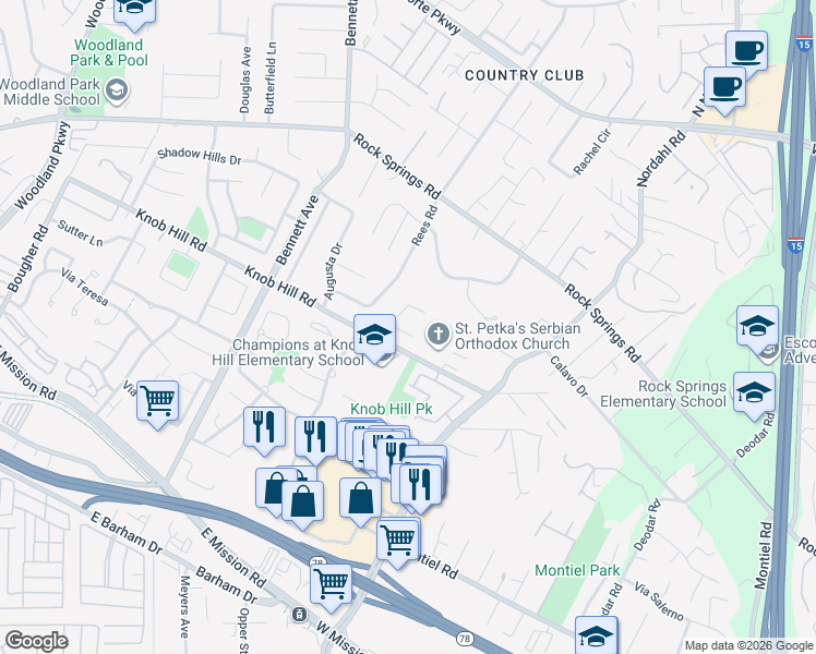 map of restaurants, bars, coffee shops, grocery stores, and more near 1745 Deavers Drive in San Marcos