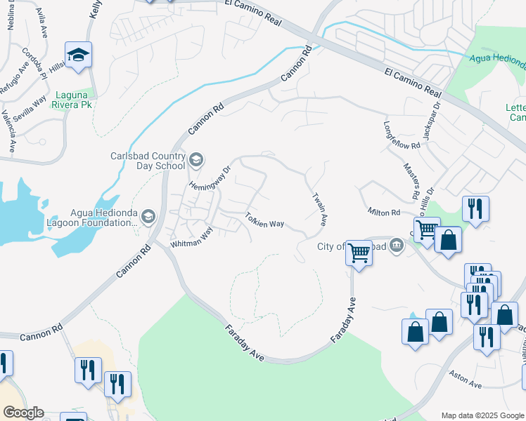 map of restaurants, bars, coffee shops, grocery stores, and more near 5146 Delaney Court in Carlsbad