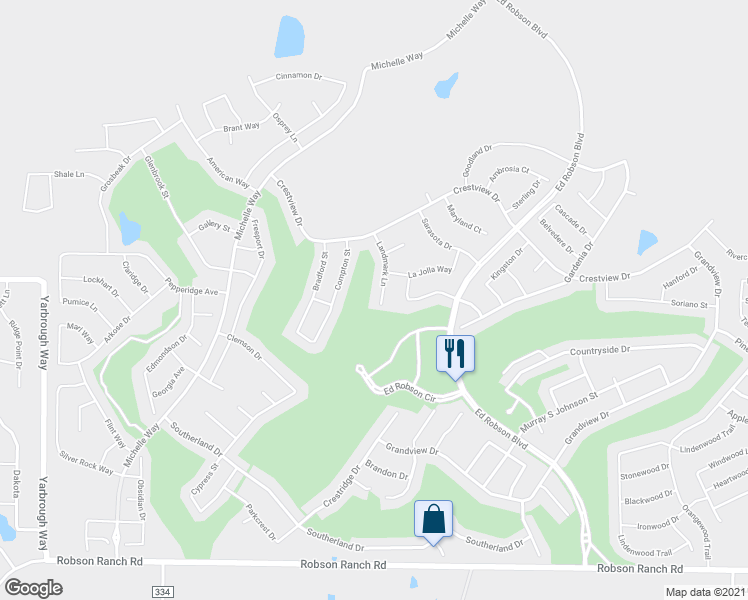 map of restaurants, bars, coffee shops, grocery stores, and more near 9008 Landmark Lane in Denton