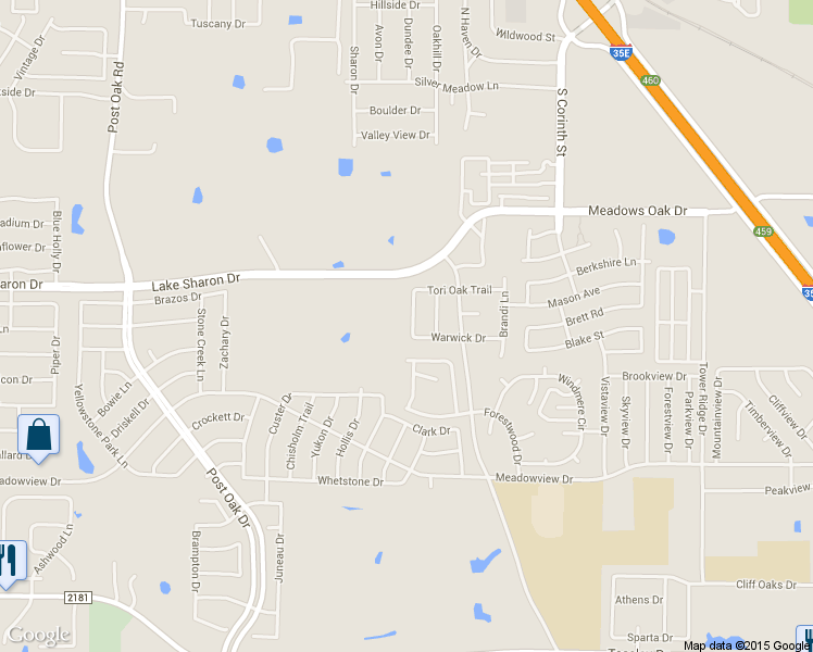 map of restaurants, bars, coffee shops, grocery stores, and more near 2613 Trinity Terrace in Corinth