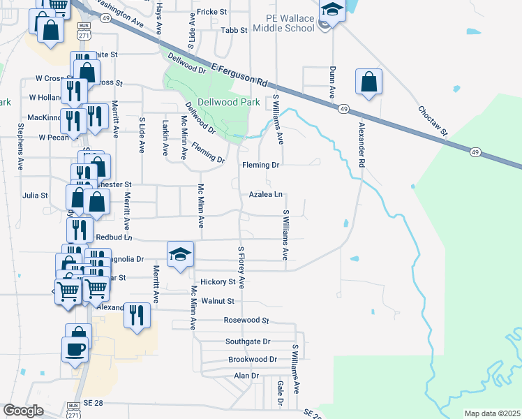map of restaurants, bars, coffee shops, grocery stores, and more near 505 Dogwood Lane in Mount Pleasant