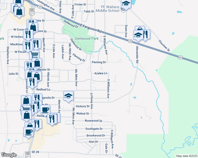 map of restaurants, bars, coffee shops, grocery stores, and more near 505 Dogwood Lane in Mount Pleasant