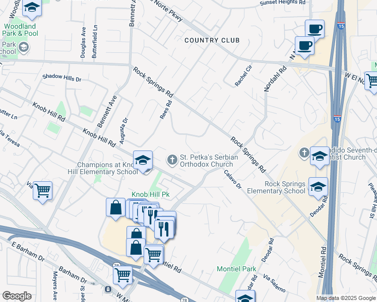 map of restaurants, bars, coffee shops, grocery stores, and more near 1100 Sayles Court in San Marcos