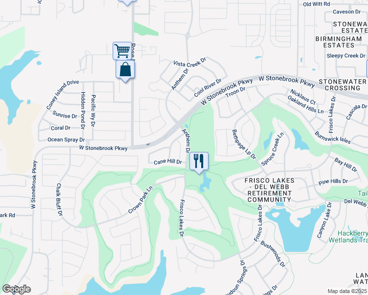 map of restaurants, bars, coffee shops, grocery stores, and more near 7440 Sage Valley Lane in Frisco
