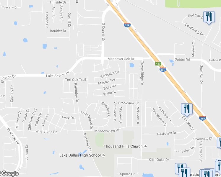 map of restaurants, bars, coffee shops, grocery stores, and more near 3100 Brett Rd in Corinth