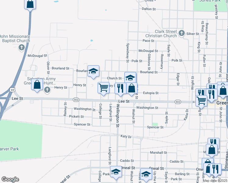 map of restaurants, bars, coffee shops, grocery stores, and more near 2220 Wellington Street in Greenville