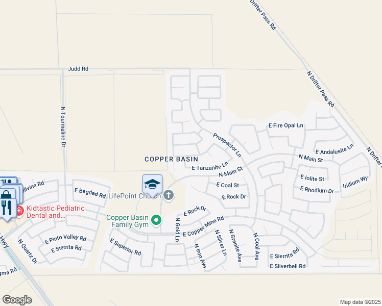 map of restaurants, bars, coffee shops, grocery stores, and more near 3966 East Copper Road in San Tan Valley