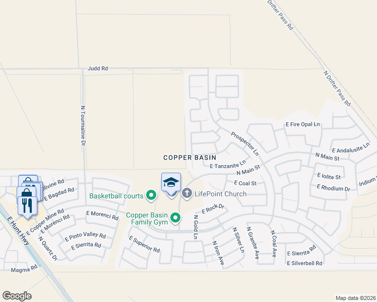 map of restaurants, bars, coffee shops, grocery stores, and more near in San Tan Valley