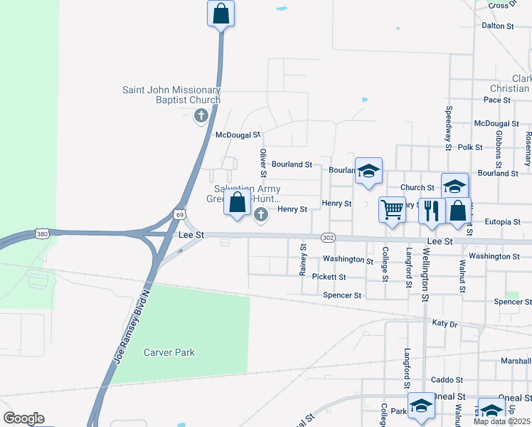 map of restaurants, bars, coffee shops, grocery stores, and more near 4911 Henry Street in Greenville