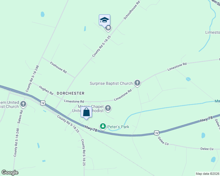 map of restaurants, bars, coffee shops, grocery stores, and more near 546 Limestone Road in Dorchester County
