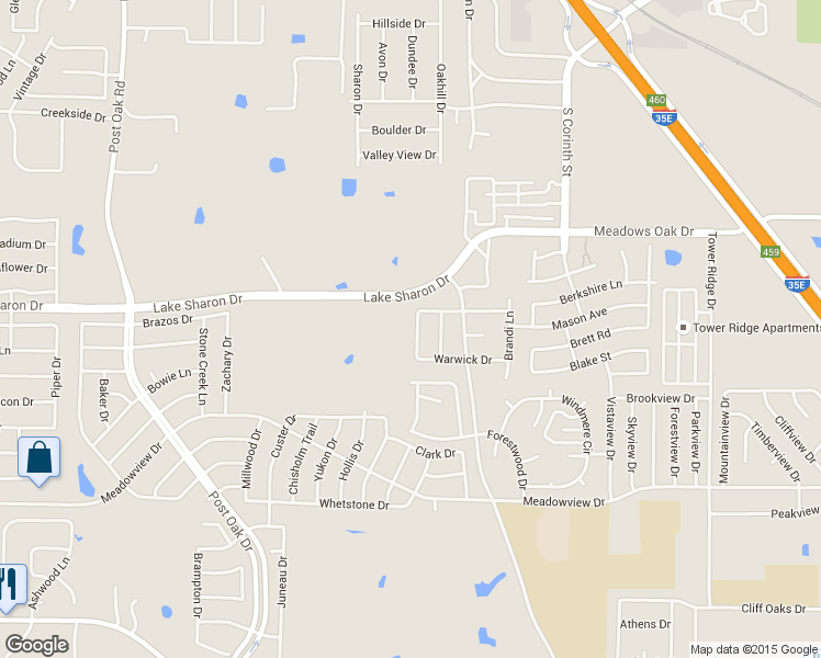 map of restaurants, bars, coffee shops, grocery stores, and more near 2613 Trinity Terrace in Corinth