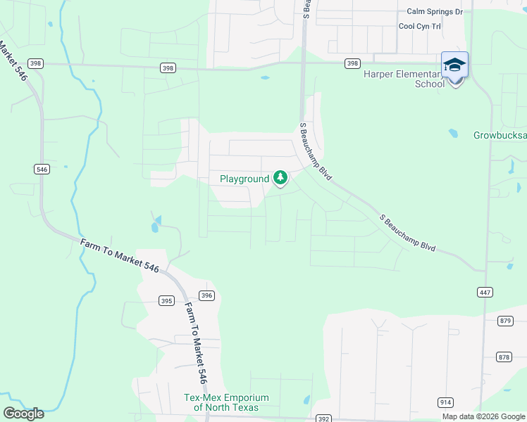 map of restaurants, bars, coffee shops, grocery stores, and more near 7517-7599 Co Road 396 in Princeton