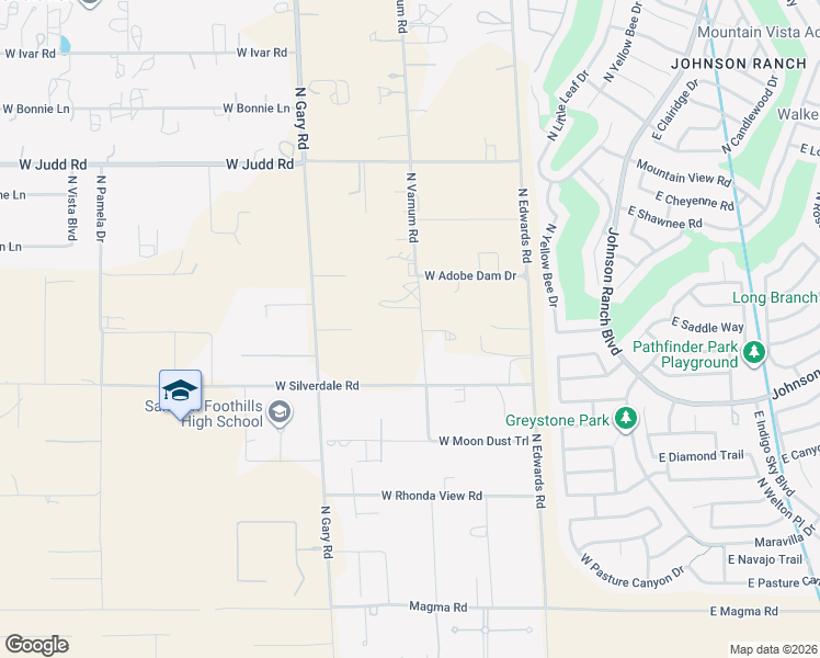map of restaurants, bars, coffee shops, grocery stores, and more near 28324 North Varnum Road in San Tan Valley
