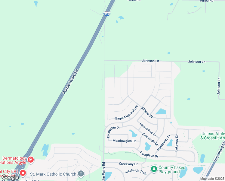 map of restaurants, bars, coffee shops, grocery stores, and more near 9020 Wichita Lane in Argyle