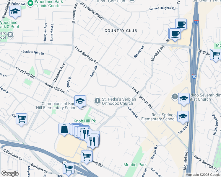 map of restaurants, bars, coffee shops, grocery stores, and more near 1911 Lindsley Park Drive in San Marcos