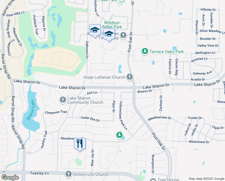 map of restaurants, bars, coffee shops, grocery stores, and more near 1715 Ash Lane in Corinth