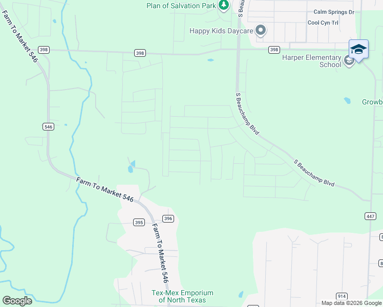 map of restaurants, bars, coffee shops, grocery stores, and more near 7586 County Road 396 in Princeton
