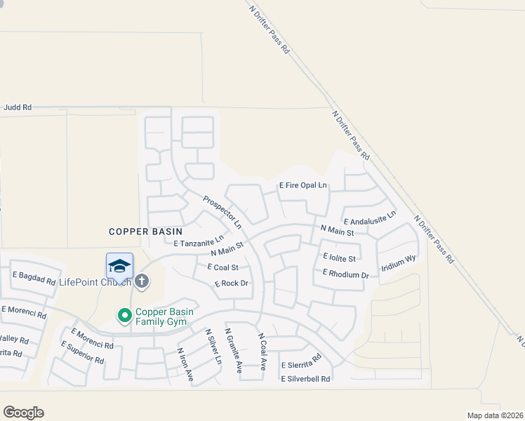 map of restaurants, bars, coffee shops, grocery stores, and more near 28944 North Calcite Way in San Tan Valley