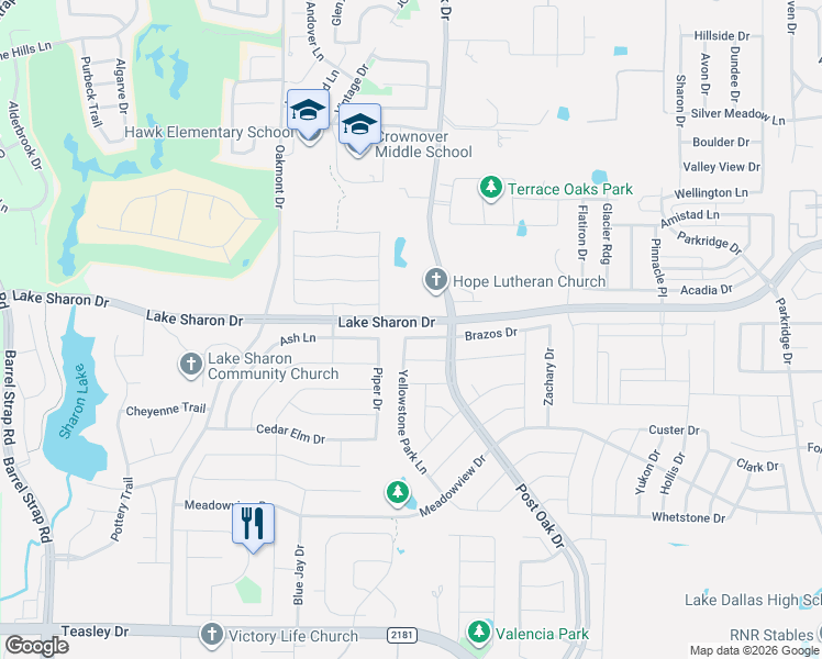 map of restaurants, bars, coffee shops, grocery stores, and more near 2004 Brazos Drive in Corinth