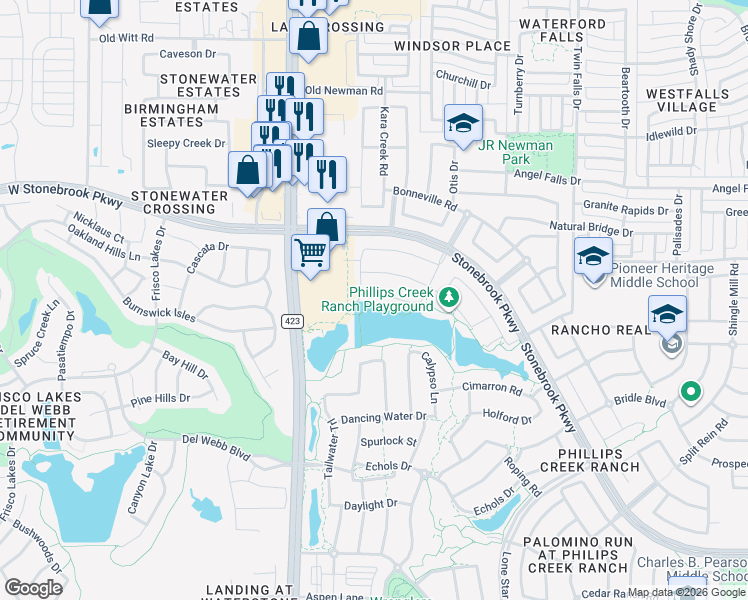 map of restaurants, bars, coffee shops, grocery stores, and more near 520 Bannerdale Boulevard in Frisco
