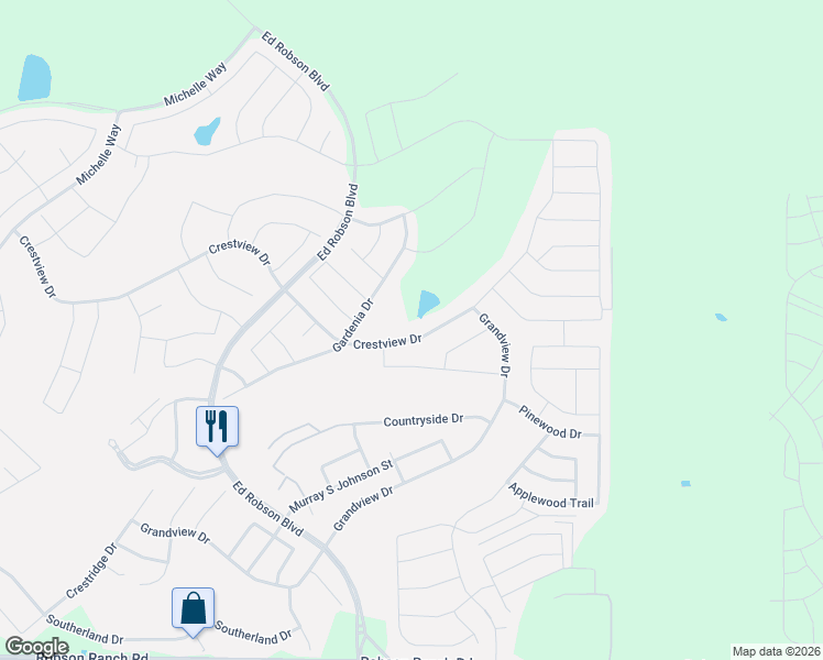 map of restaurants, bars, coffee shops, grocery stores, and more near 8824 Crestview Drive in Denton