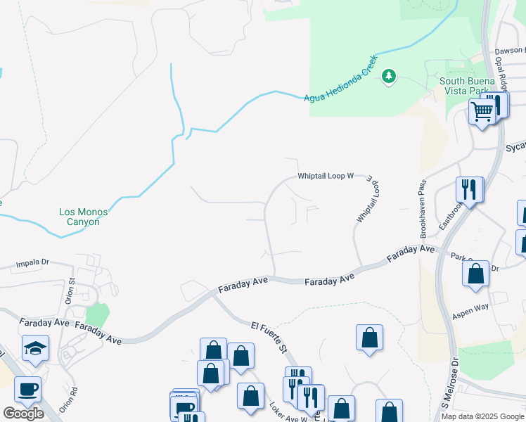 map of restaurants, bars, coffee shops, grocery stores, and more near 2820 Whiptail Loop West in Carlsbad