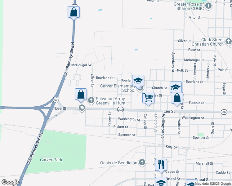map of restaurants, bars, coffee shops, grocery stores, and more near 2106 Kennedy Street in Greenville