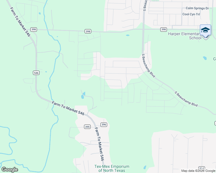 map of restaurants, bars, coffee shops, grocery stores, and more near 4481 Farm to Market Road 546 in Princeton