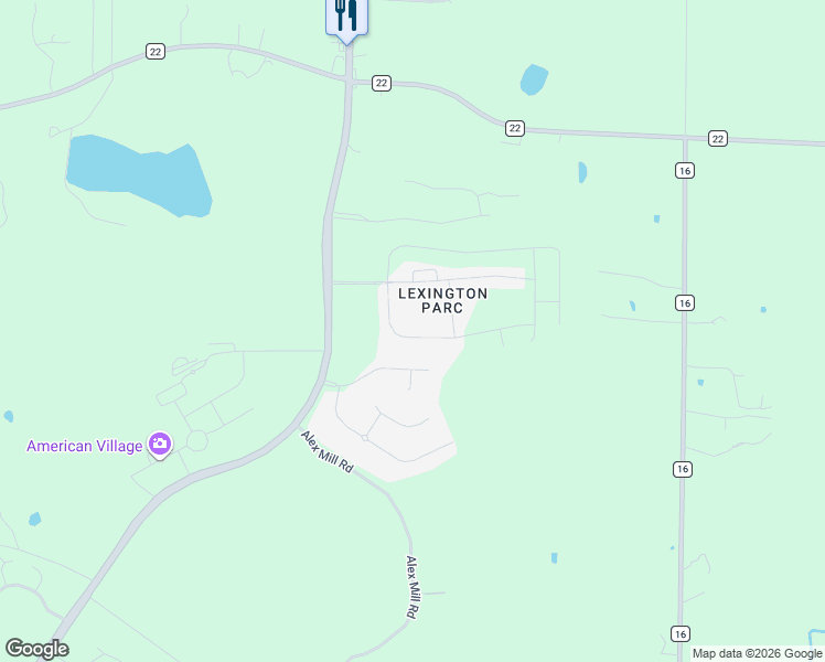 map of restaurants, bars, coffee shops, grocery stores, and more near 1045 Pilgrim Lane in Montevallo