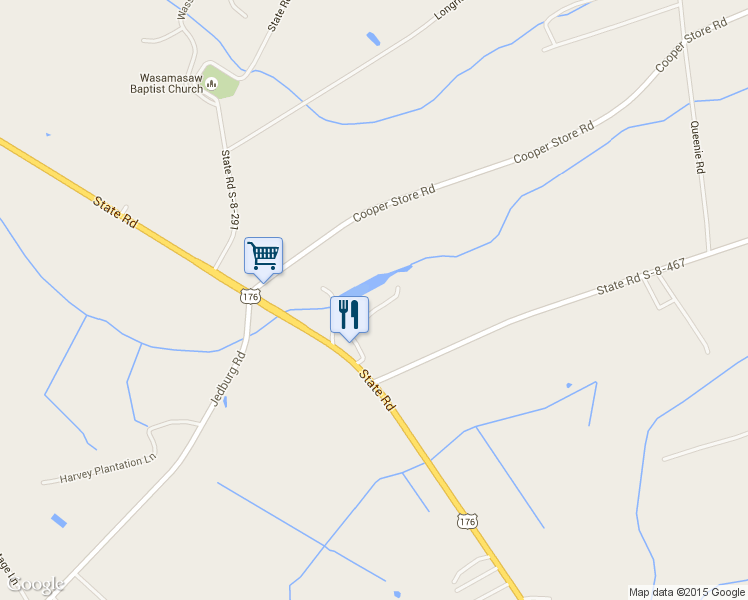 map of restaurants, bars, coffee shops, grocery stores, and more near 150 Second Chance Lane in Moncks Corner