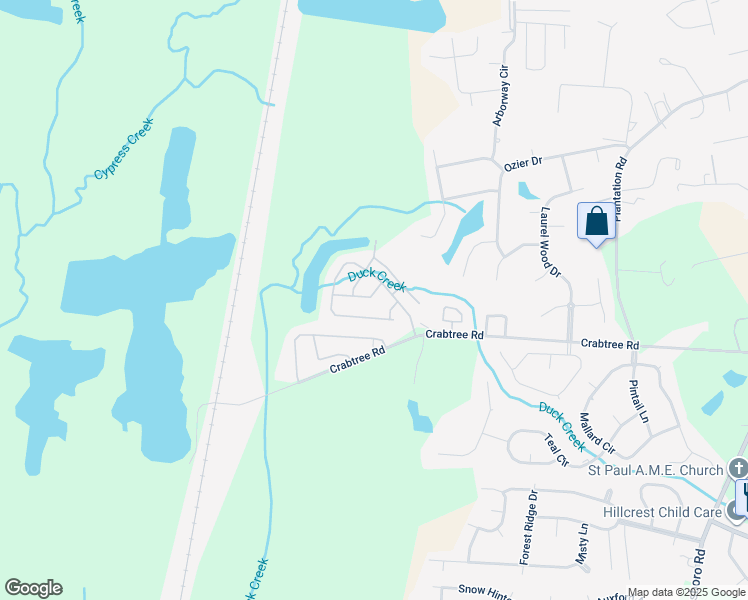 map of restaurants, bars, coffee shops, grocery stores, and more near 7233 Garden Wood Court in Tuscaloosa