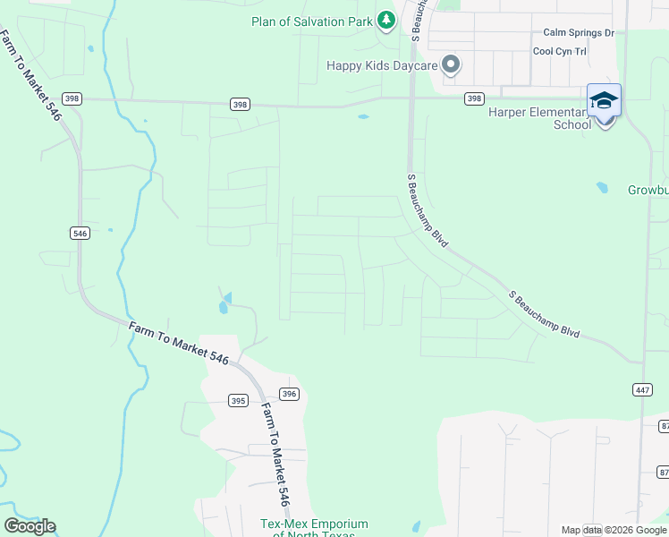 map of restaurants, bars, coffee shops, grocery stores, and more near 7586 County Road 396 in Princeton
