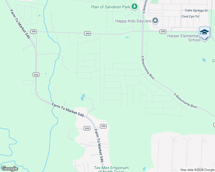map of restaurants, bars, coffee shops, grocery stores, and more near 4481 Farm to Market Road 546 in Princeton