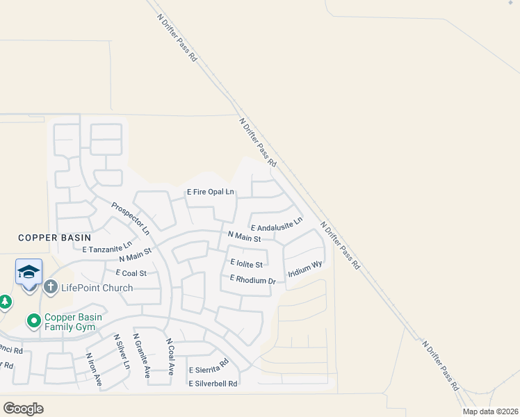 map of restaurants, bars, coffee shops, grocery stores, and more near 5034 East Smokey Quartz Road in San Tan Valley