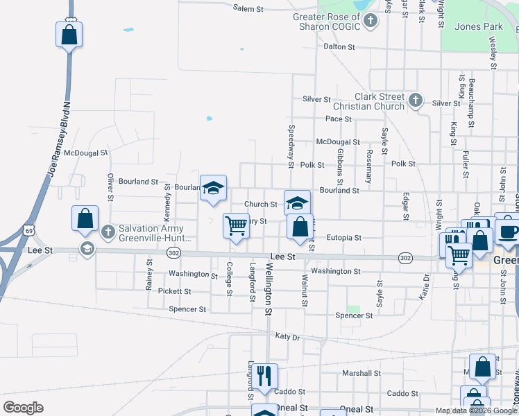 map of restaurants, bars, coffee shops, grocery stores, and more near 2104 Wellington Street in Greenville