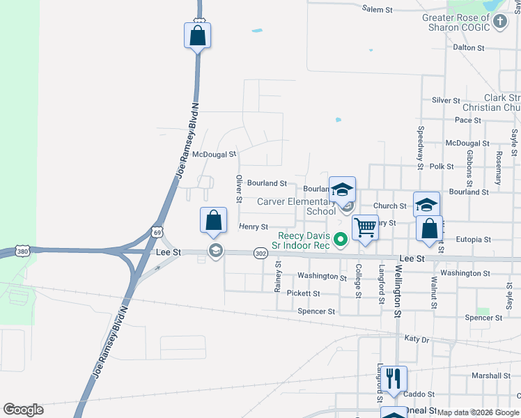 map of restaurants, bars, coffee shops, grocery stores, and more near 4806 Jefferson Street in Greenville