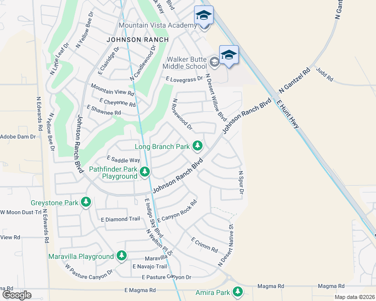 map of restaurants, bars, coffee shops, grocery stores, and more near 830 East Mule Train Trail in Queen Creek