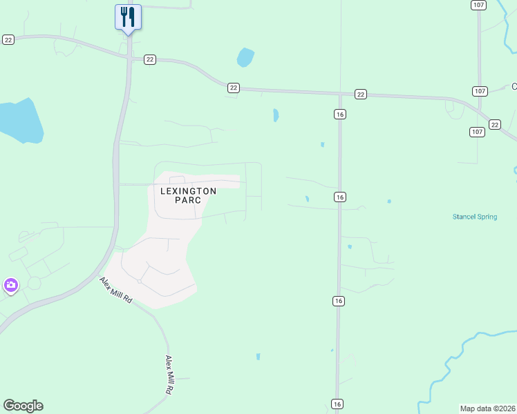 map of restaurants, bars, coffee shops, grocery stores, and more near 6201 County Road 16 in Montevallo