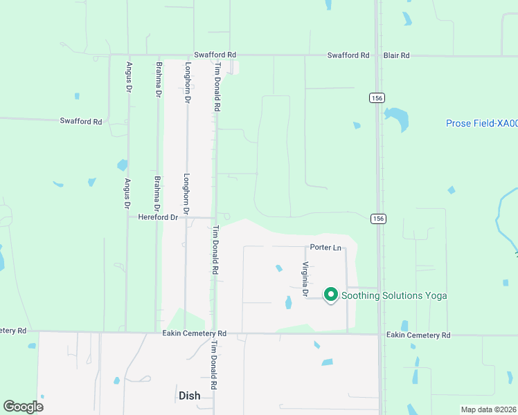 map of restaurants, bars, coffee shops, grocery stores, and more near 5413 Tim Donald Road in Justin