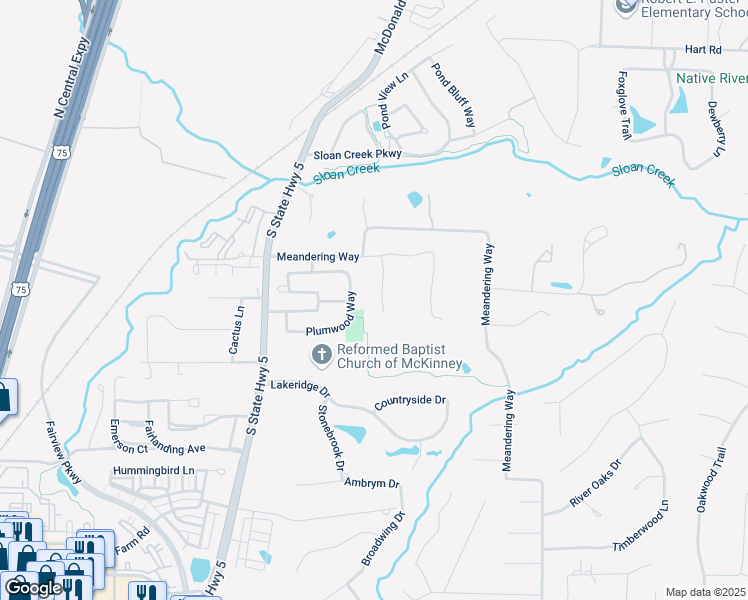 map of restaurants, bars, coffee shops, grocery stores, and more near 635 Merlot in McKinney